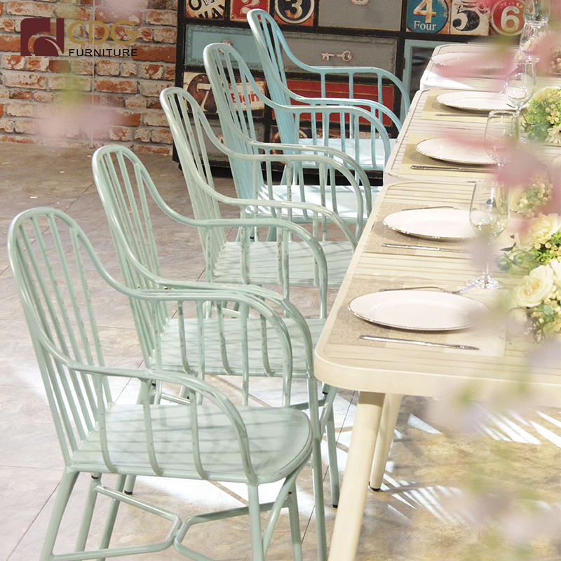 Outdoor 1 Table 6 Chairs Event Furniture Wedding Party Metal Furniture Sets