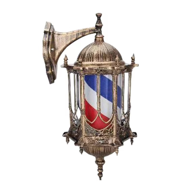 2021 Retro Rotating Led Lights Barber Saloon products barber pole Court Roman wall lamp for barber shop beauty salon