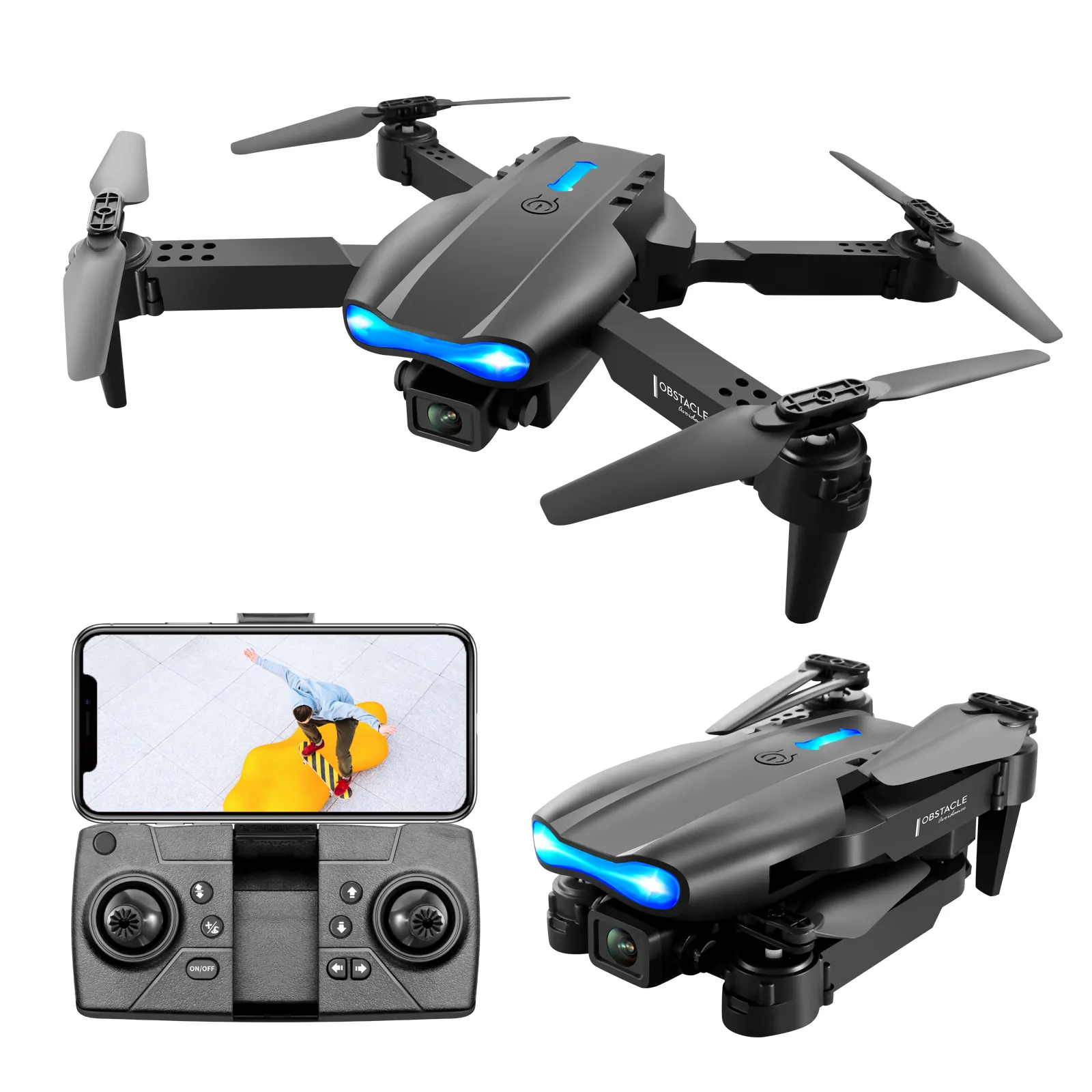 E99 k3 upgrade version 3 sided intelligent drone obstacle avoidance phone control collision avoidance uav filters beauty machine