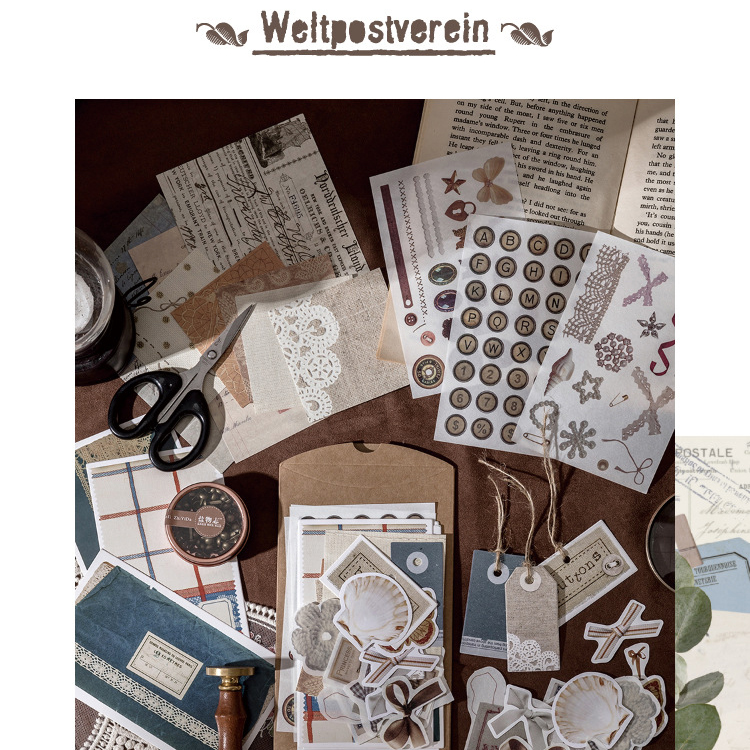 DIY manual account Paper card Material package Retro Collection room series butterfly moon sticker Wall decoration sticker