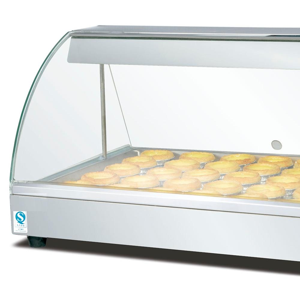 commercial egg tart hot showcase glass hot food warmer display for shopping mall JC-FES-335