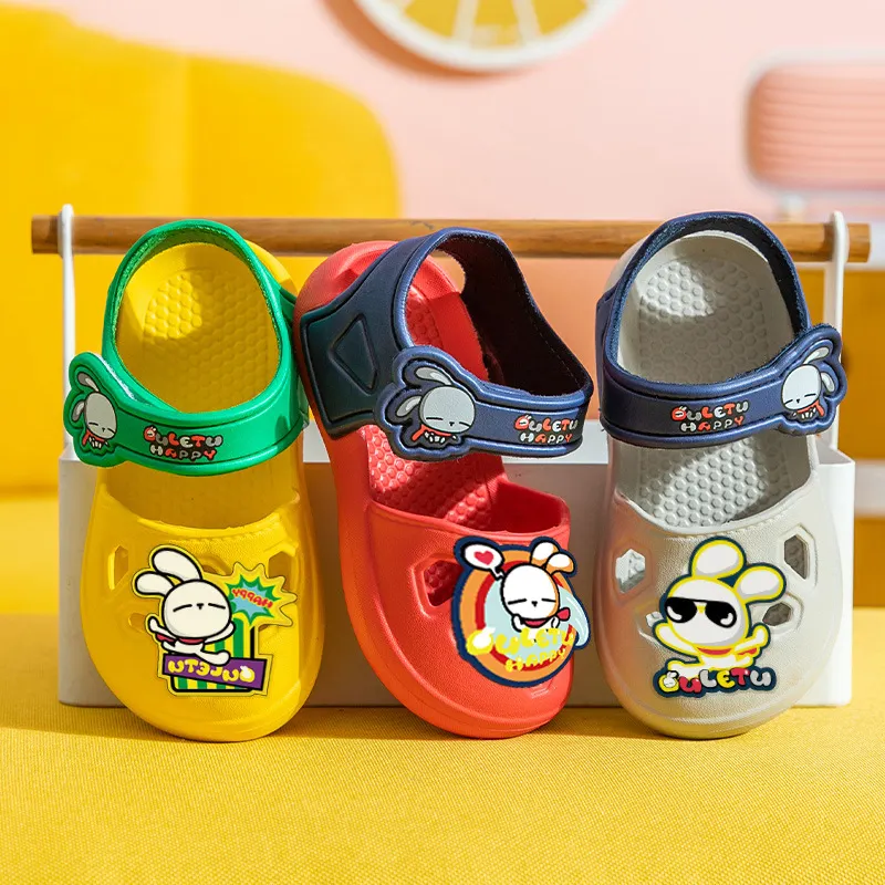 Baby Children's Sandals Hole Shoes Contrast Color Comfortable Soft Bottom Wear-Resistant Eva Beach Shoes