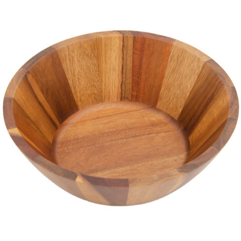 Multi Function Acacia Wood Salad Bowl With Utensil Long Lifetime Round Coconut Shell Bowl