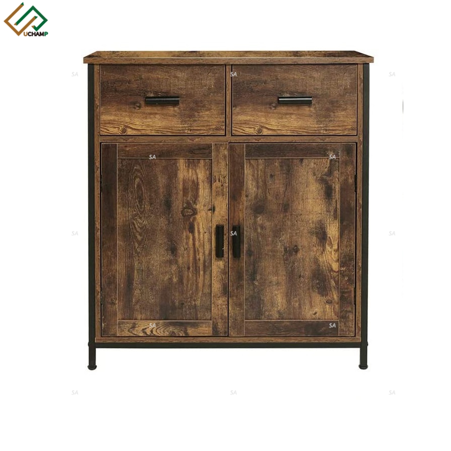 Industrial Wood and Metal Sideboard with 2 Door 2 Drawer