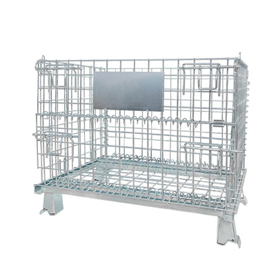 Warehouse storage galvanized foldable collapsible steel pallet box cage