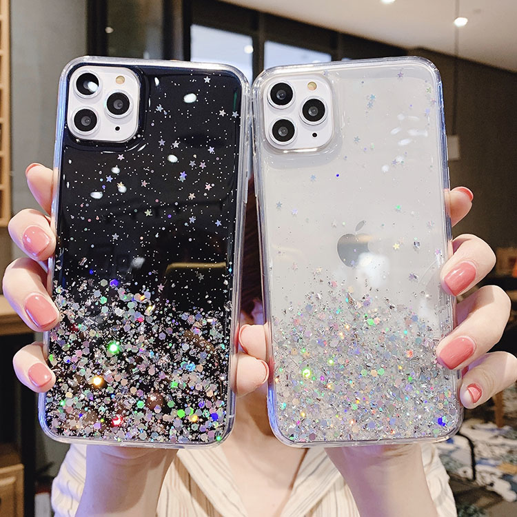 Блестящий чехол для iPhone, роскошный блестящий чехол с блестками для iPhone 11 XS XR, прозрачный чехол для телефона iPhone 12 Pro Max