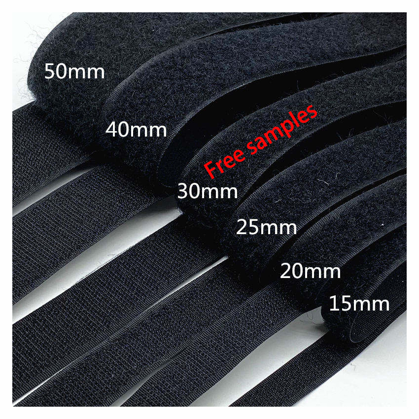 OEM/ODM 10 15 20 25 30 35 40 45 50MM Nylon Polyester Sticky Tape Industrial Strength Sew On Adhesive Hook And Loop Tape Velcroes