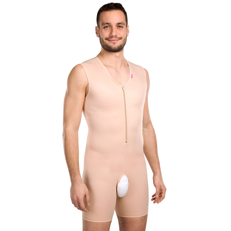 Male Compression Full Bodysuit Front Zipper And Crotch Opening Weight Loss Full Body Shapers Plus Size Shapewear Butt Lifter