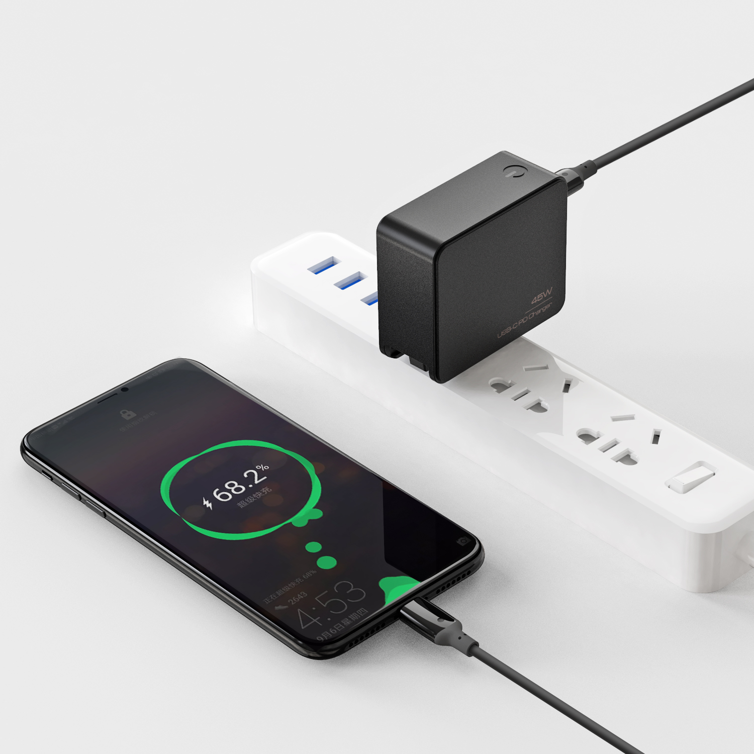 Высокоскоростной ETL сертифицированный универсальный 45 Вт USB C PD ноутбук AC зарядное устройство