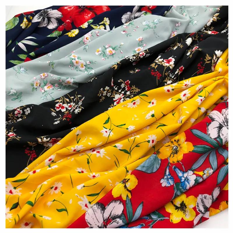 100% Polyester Fashion Designer Fabric Floral Printed Satin Fabric In Follow Patterns