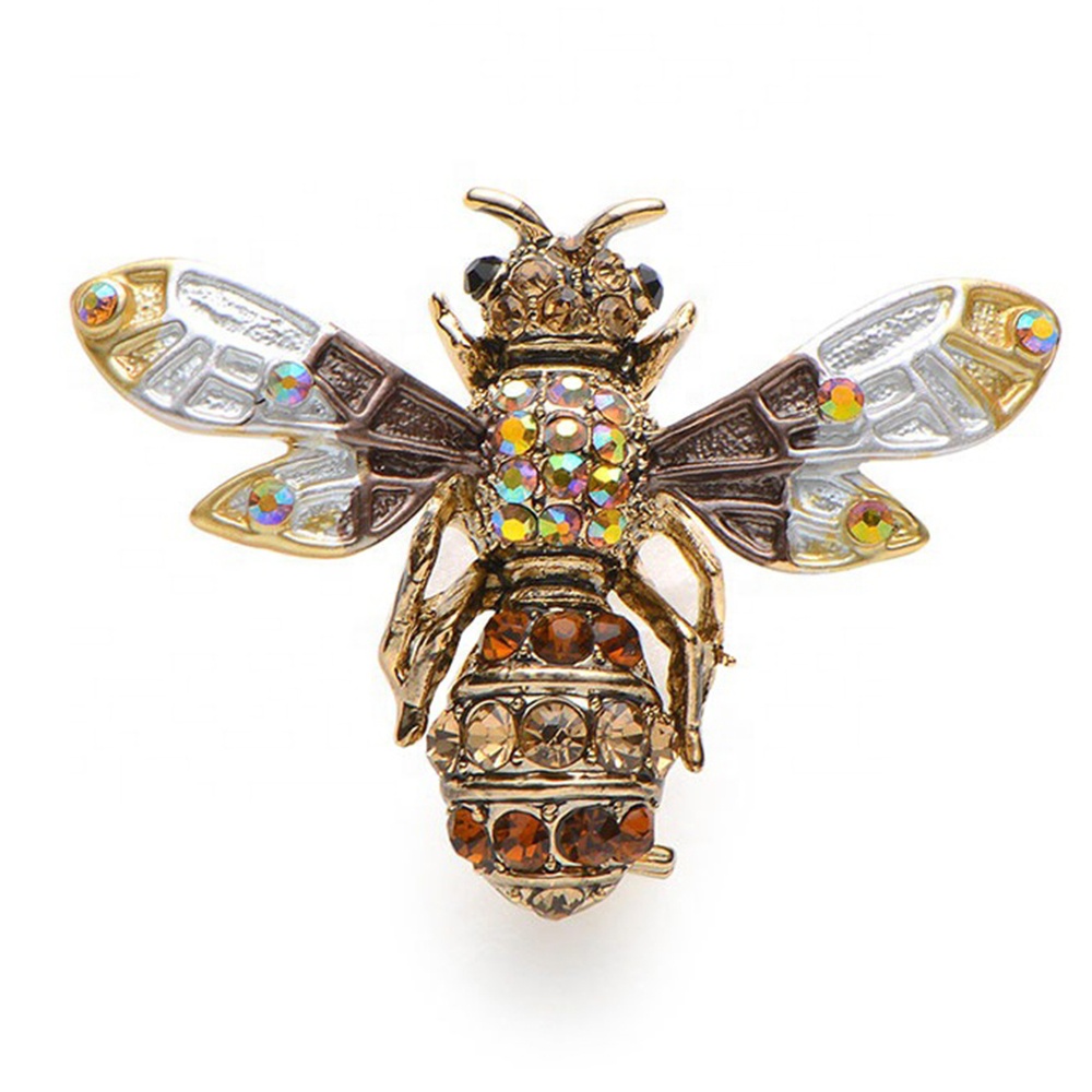 Металлический Тон Многоцветный Кристалл Rhinestone пчела летать насекомых Pin Брошь