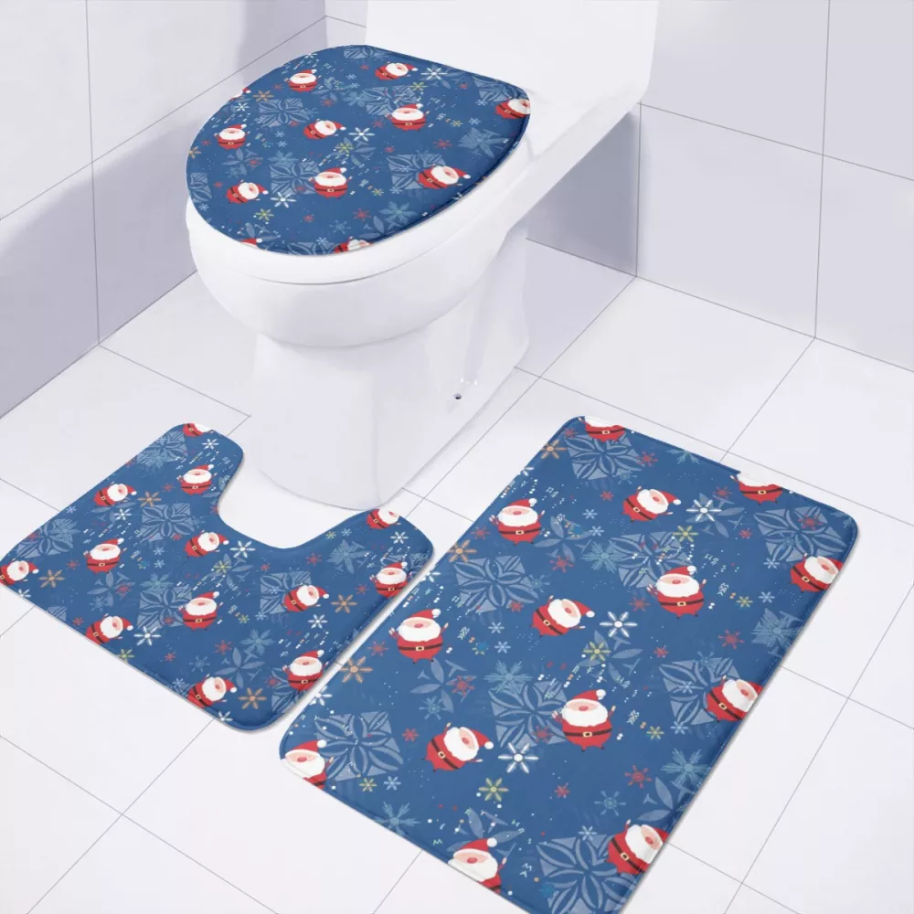 HOT SALE Polynesian Samoan Design Christmas Custom Bathroom Rug Contour Mat Toilet Lid Cover 3 Piece Set