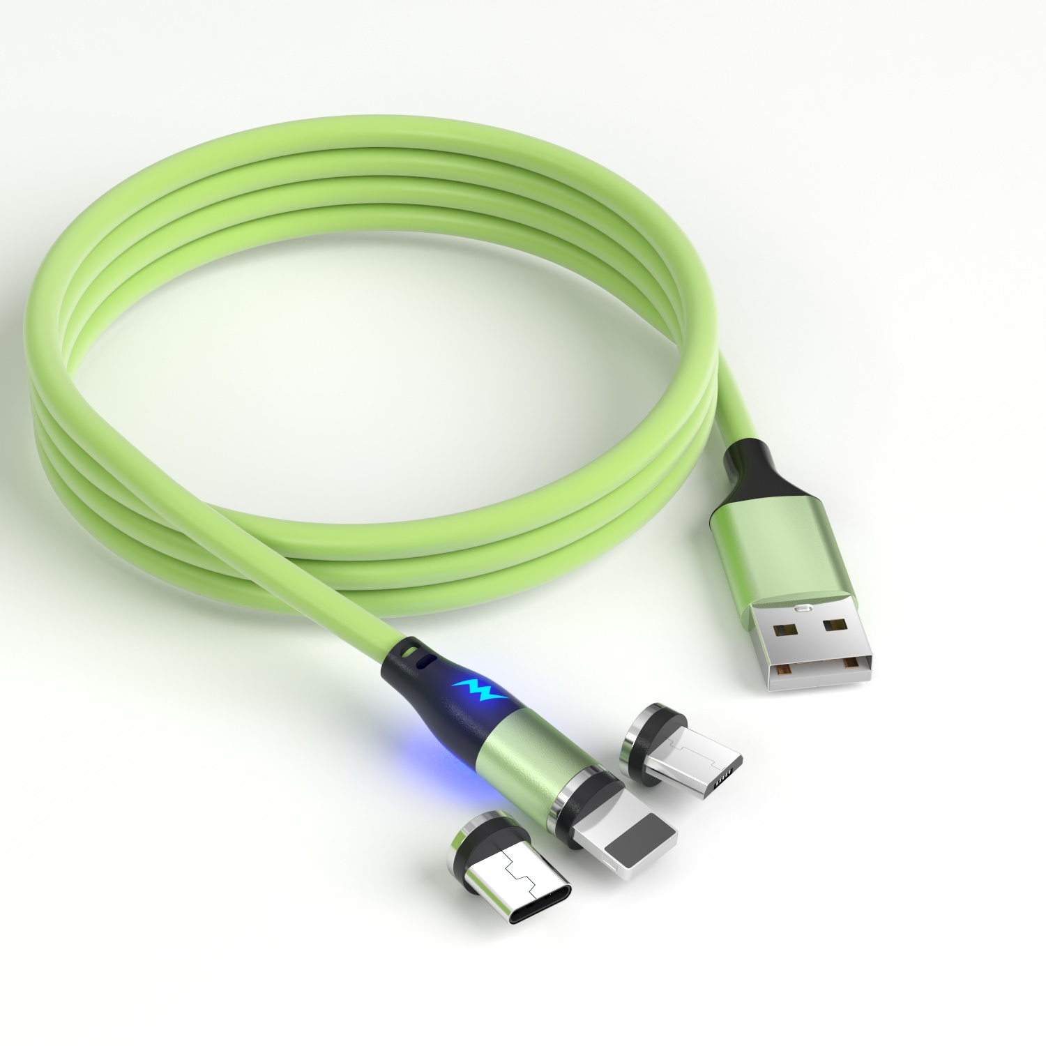 Newest Attractive Design Magnetic 3 In 1 Charging Cable Alloy & PVC Material Data Cable For Smartphone
