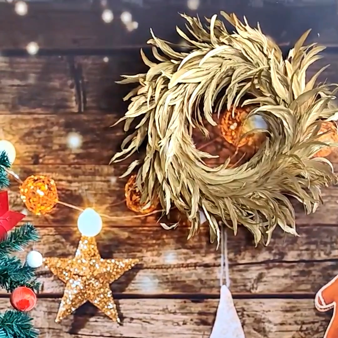 Large Floral Foam Garland Cocktail Feather Christmas Wreath for Home Out Door Wall Hanging Festival Party Decor Ornament Supply