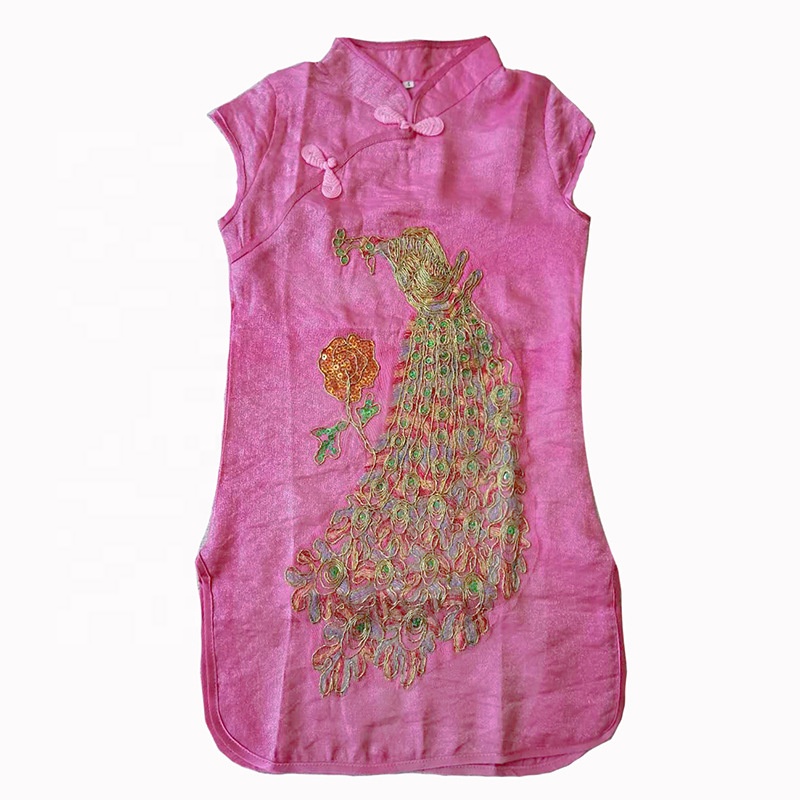 Китайская традиционная одежда qipao для детей, Ципао с павлином для девочек