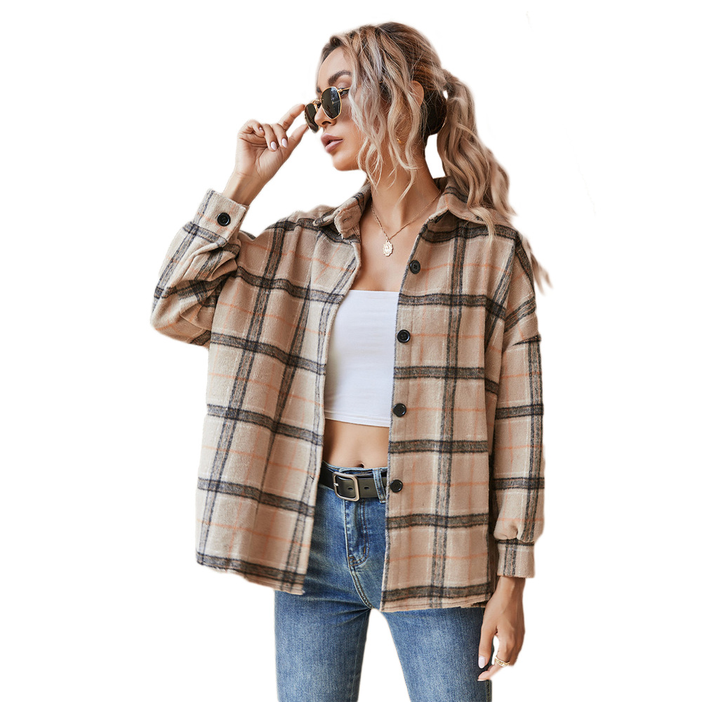 Bf Loose Outwear Harajuku Female Chic Women Blouses Plaid Shirts