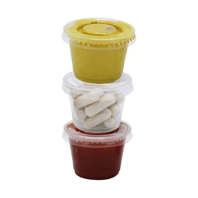 1 oz Plastic Portion Cups With Lids Condiment Sauce Containers