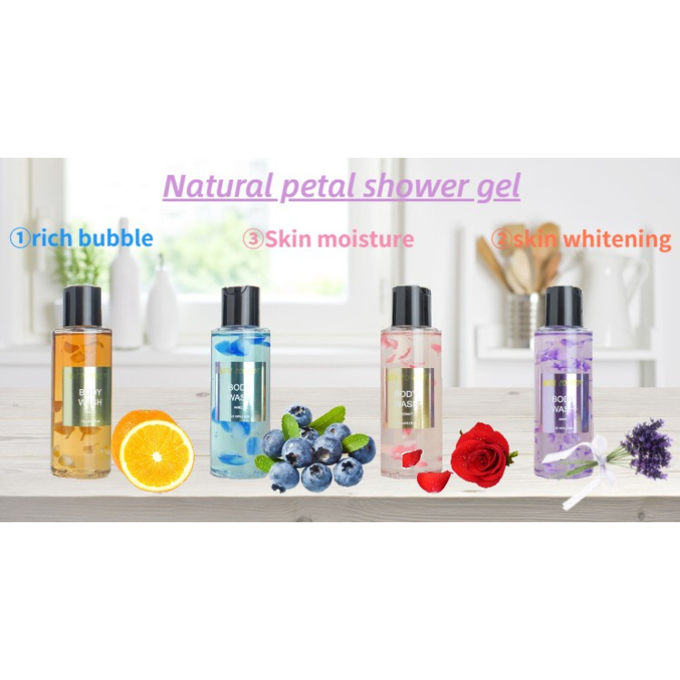 Wholesale Private lable custom bubble shower gel bath gift set natural organic body wash skin whitening perfumed rose shower gel