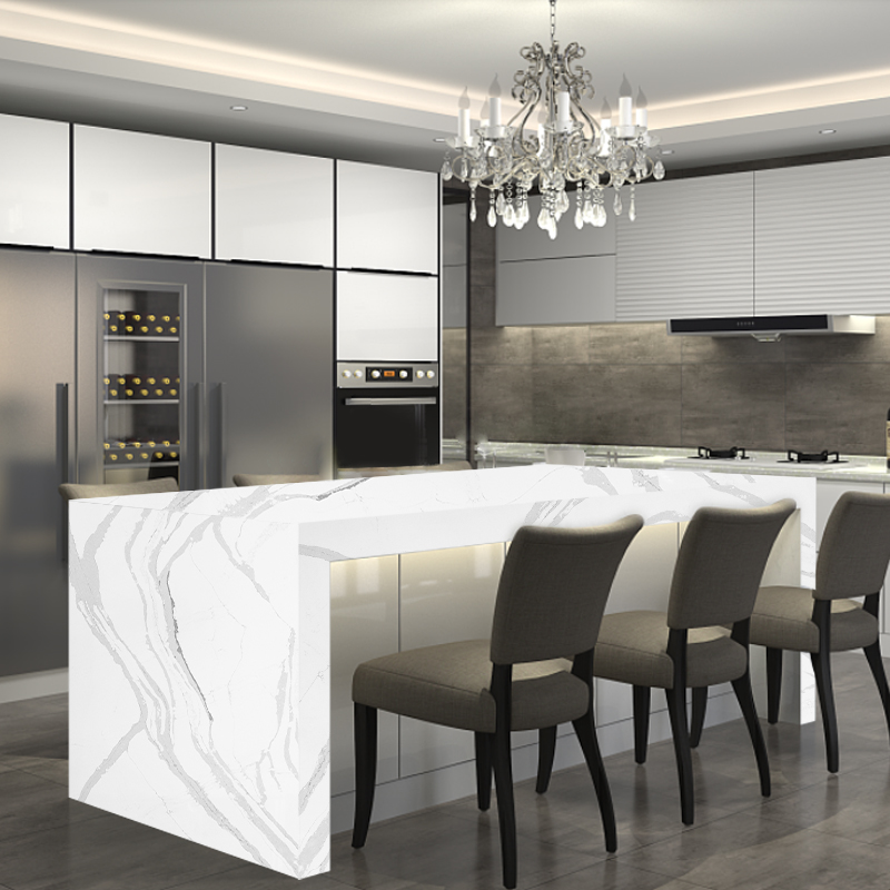 Распродажа, кварцевые плиты Calacatta белого цвета, искусственные кварцевые столешницы из витого камня для кухонного островка