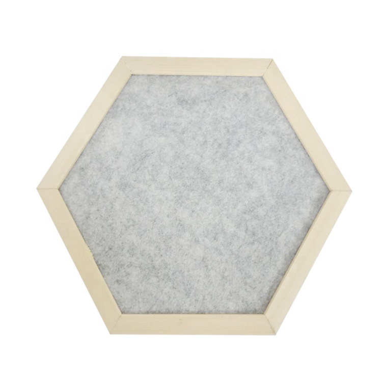 Nordic style felt memo board hexagon felt bulletin pin board with wooden frame