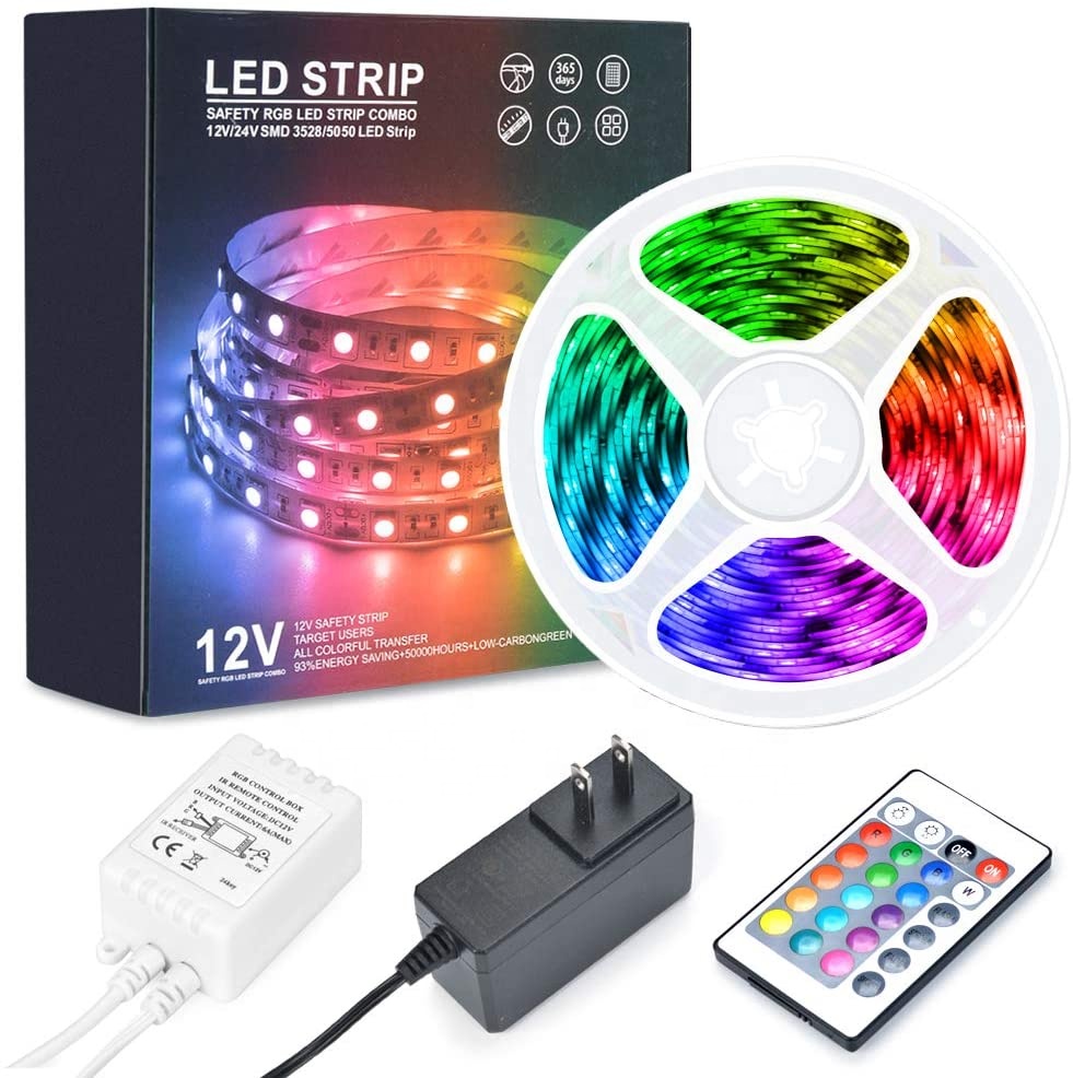 5050 DC12V Гибкая RGB ТВ ПОДСВЕТКА комплект IP65 водонепроницаемый 5 м Светодиодные полосы света с ИК-пульт дистанционного управления с 24-мя клавишами