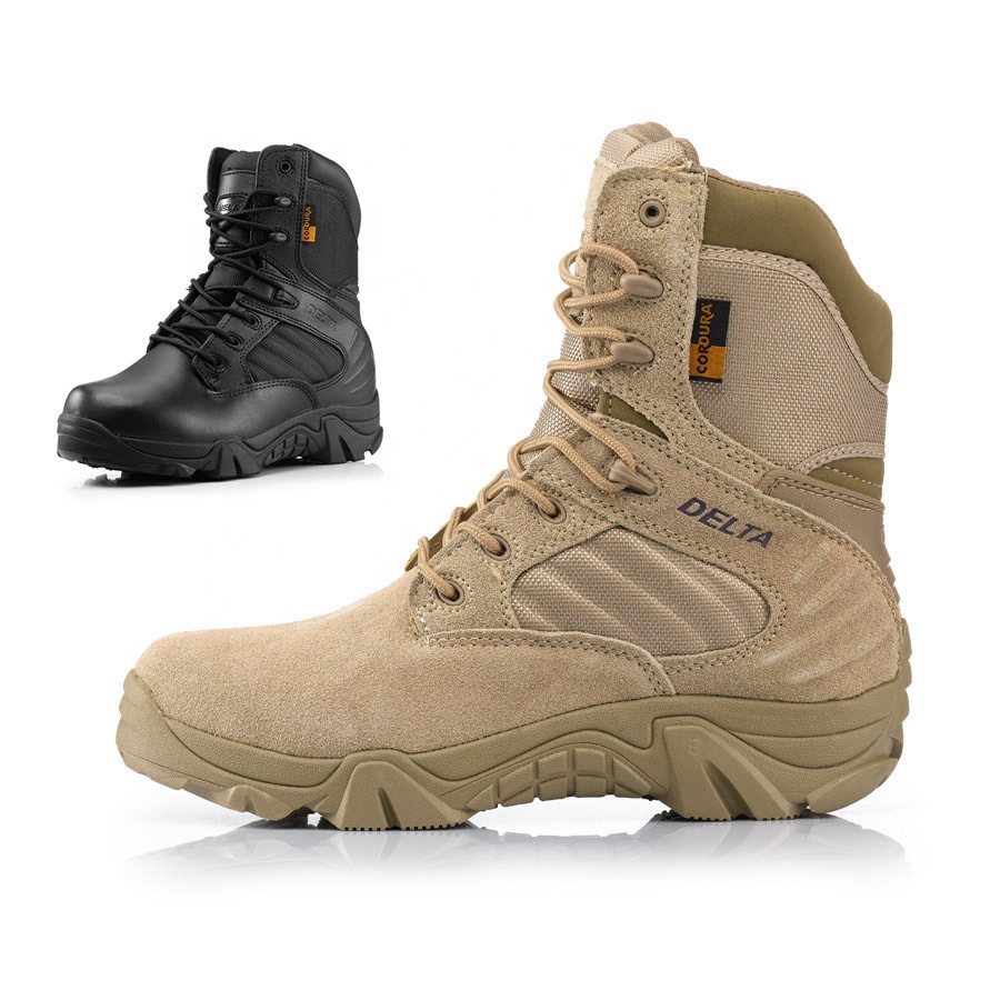 Black Sand Color Leather Outdoor Journey Trekking Men Walking Hunting Men Combat Tactical Boots