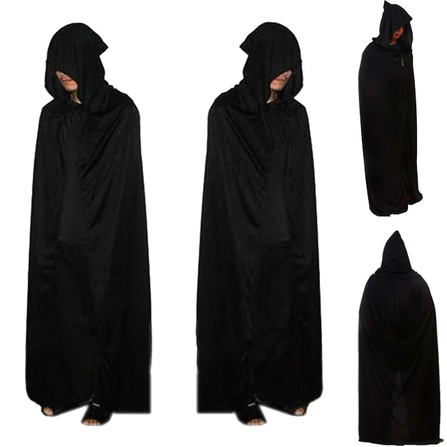Halloween men's and women's costumes black grim reaper long cloak demon magic cloak with hood