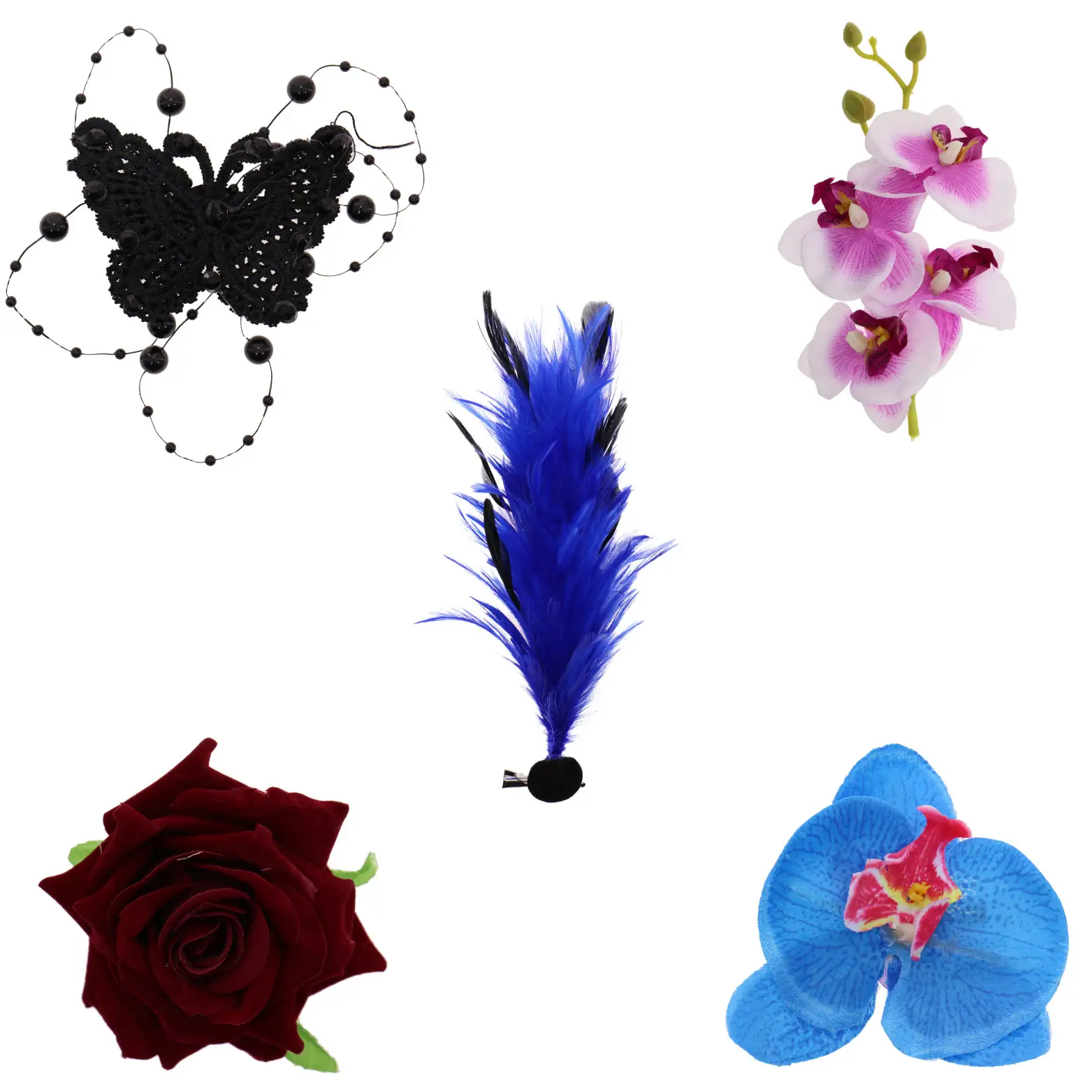 Didamao Feather Decoration Rose Flower Hairpin Artificial Carnation Flower Head