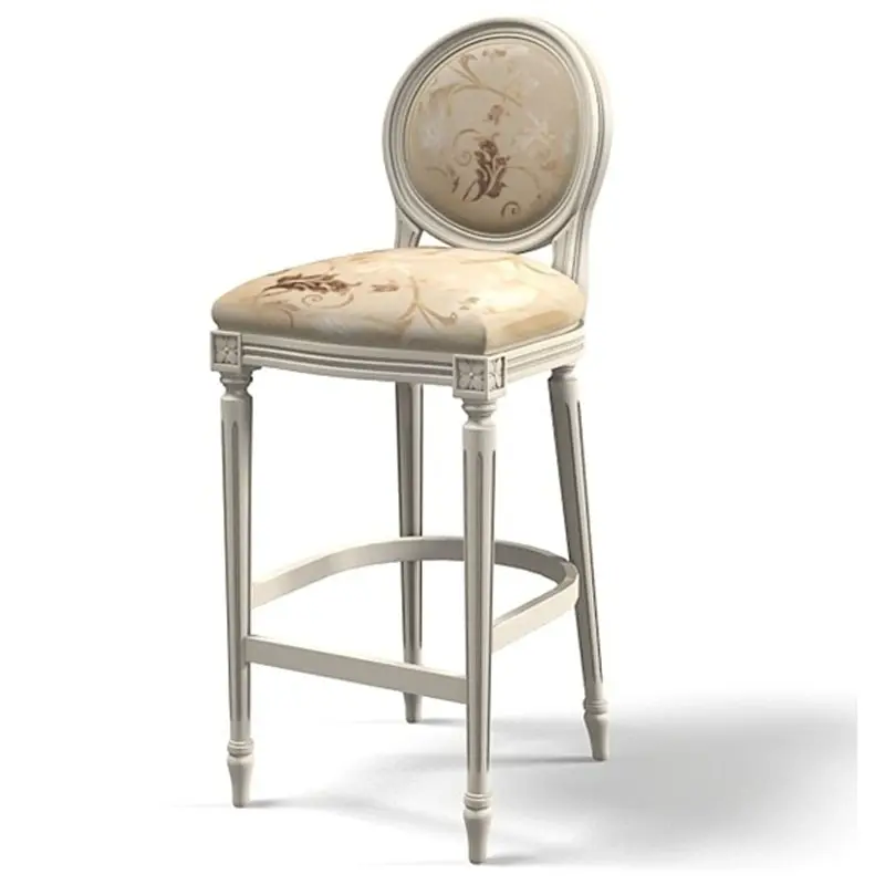 HDB22 vintage wooden louis style bar stool European style wood bar chair round back bar chair