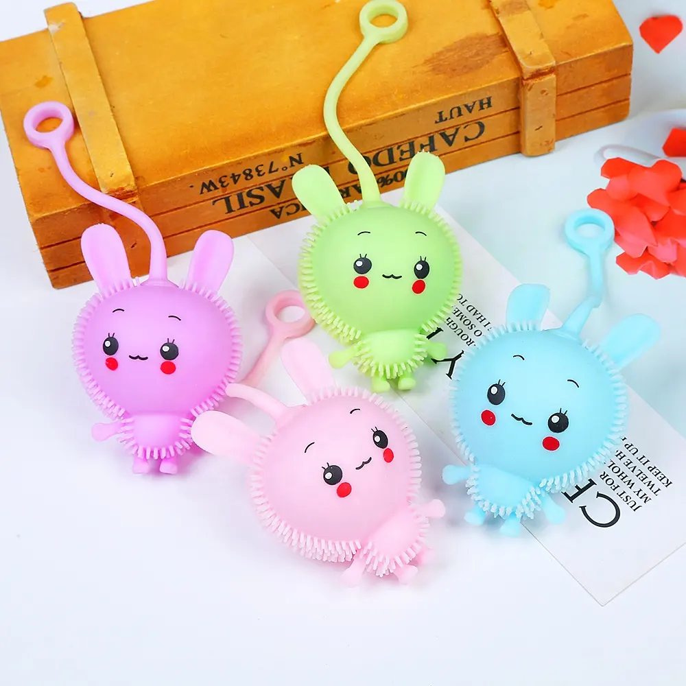Factory Wholesale Custom Cartoon Rabbit Flash Stress Toys Creative Puffer Ball Toys For Kids Novelty Decompression Toys