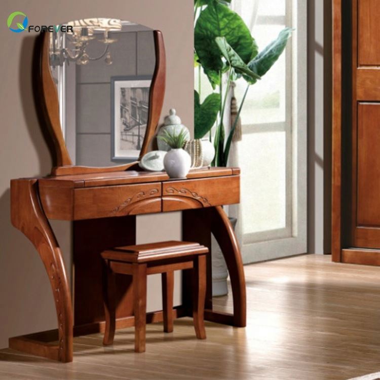 Multi-function Storage Carved with Stool Makeup Mirror Table Dressers