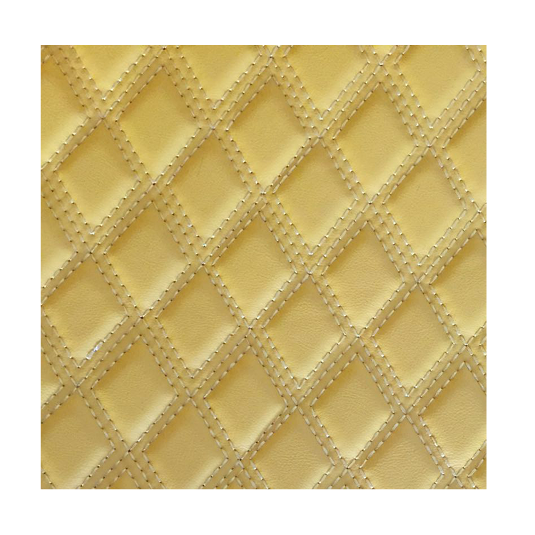 Factory customized different color pattern embroidered quilted leather PVC PU faux synthesis leather