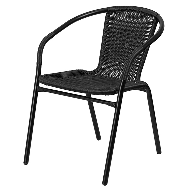 Metal frame Rattan Indoor-Outdoor Restaurant Stack Chair