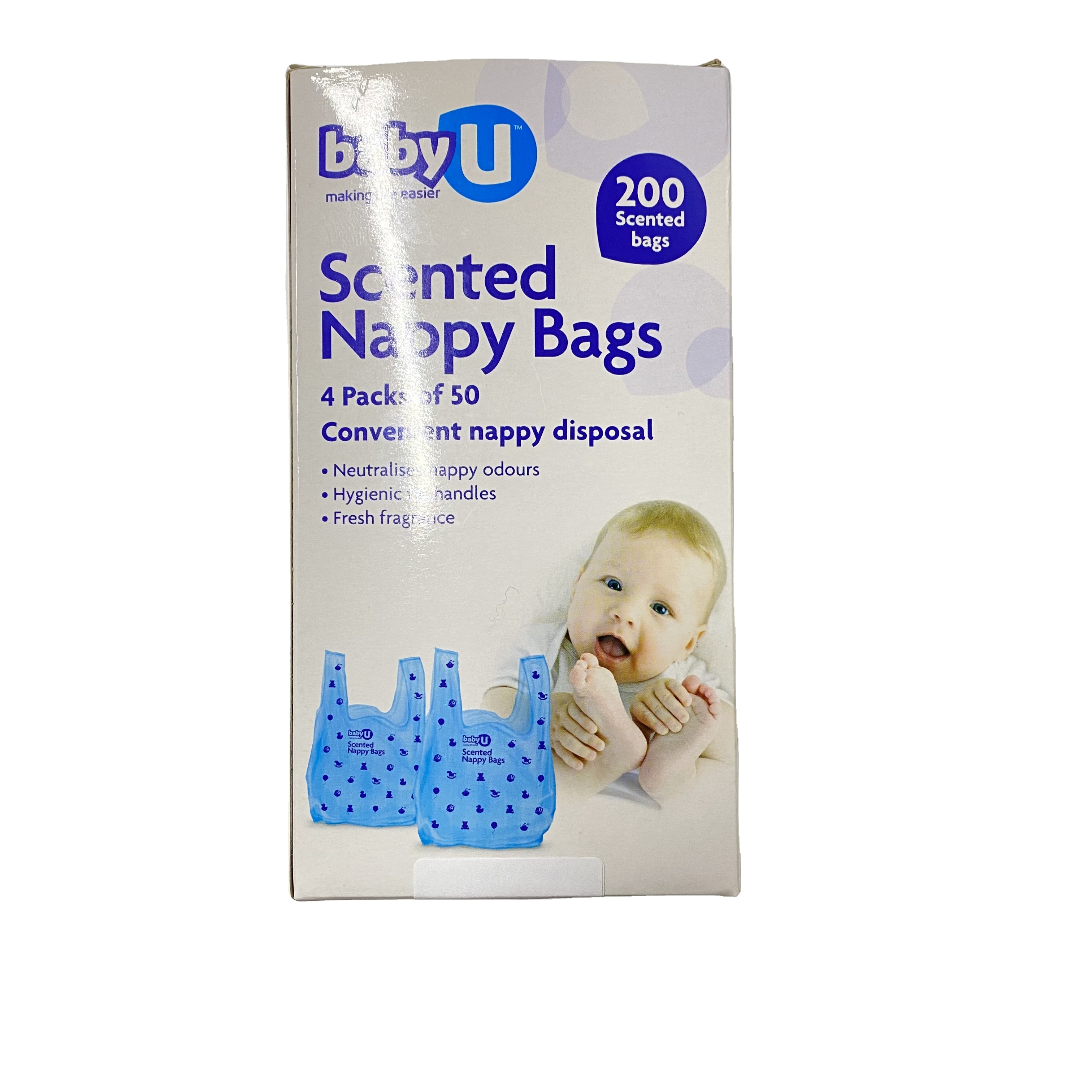 Biodegradable disposable customized sack scented tie handle plastic baby diaper nappy bag