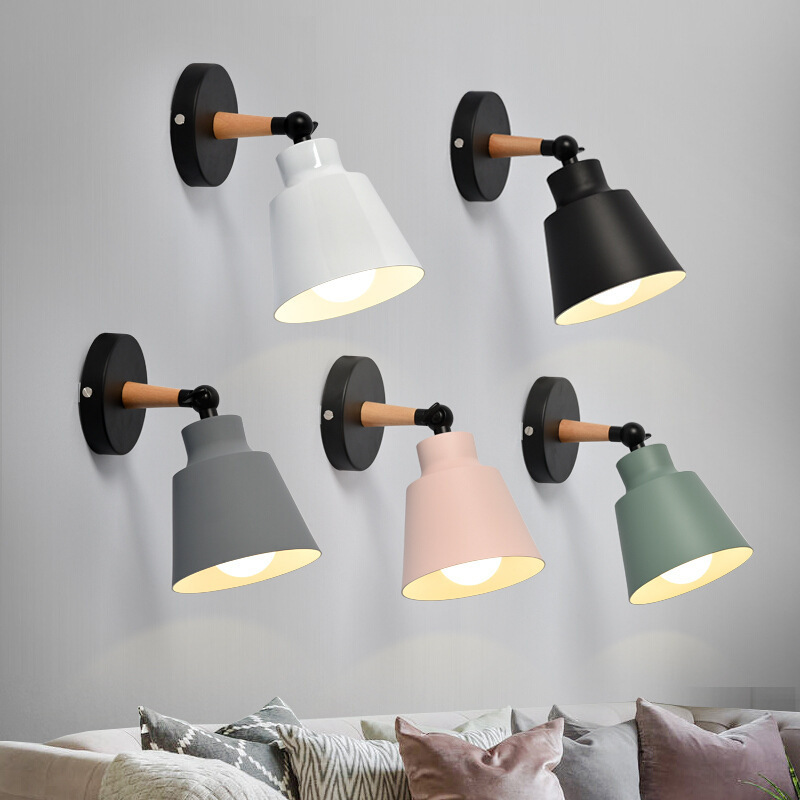 Hot LED Wall Lamp Modern Wooden Bedroom Bracket Light Household Living Room Bathroom Lamp Nordic Style Indoor Lighting