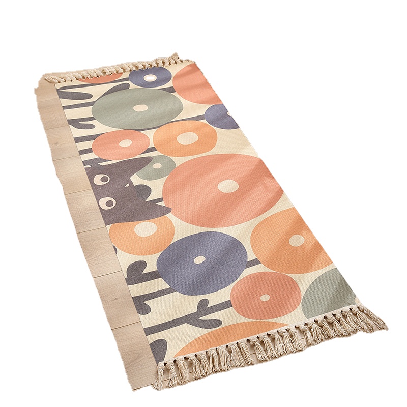 Famous family style polyester cotton machine woven floor mat printing tapestry decoration bedside blanket wholesale
