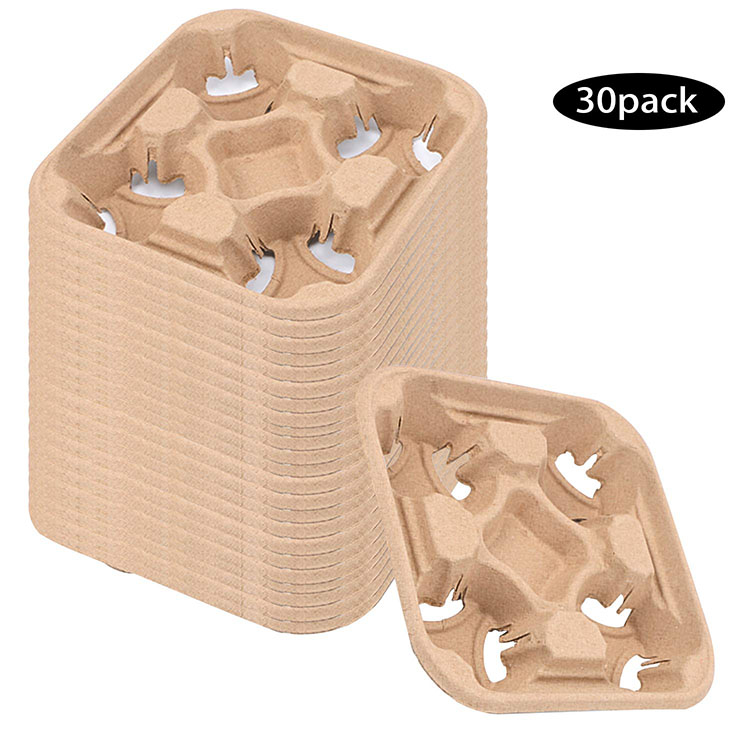 Оптовая продажа квадратной формы 100% compostable целлюлоза подставка для кофе Биоразлагаемые бумажные стаканчики держатель лоток из Китая производитель