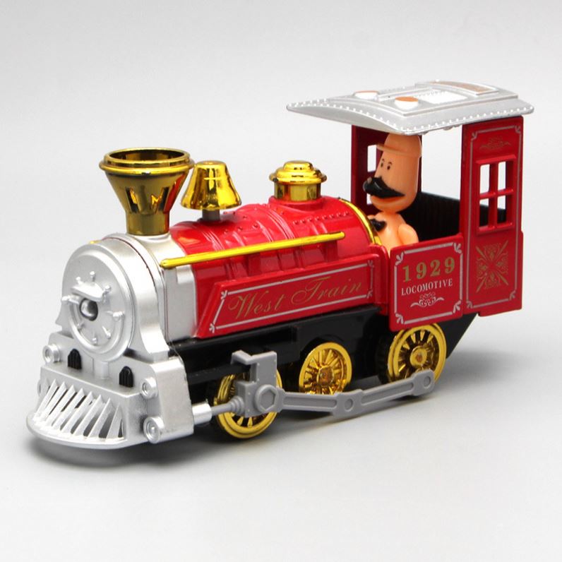 Trump toy Funny Creative Old Steam Locomotive Alloy Model Children Sound Light Resilience Train Toy