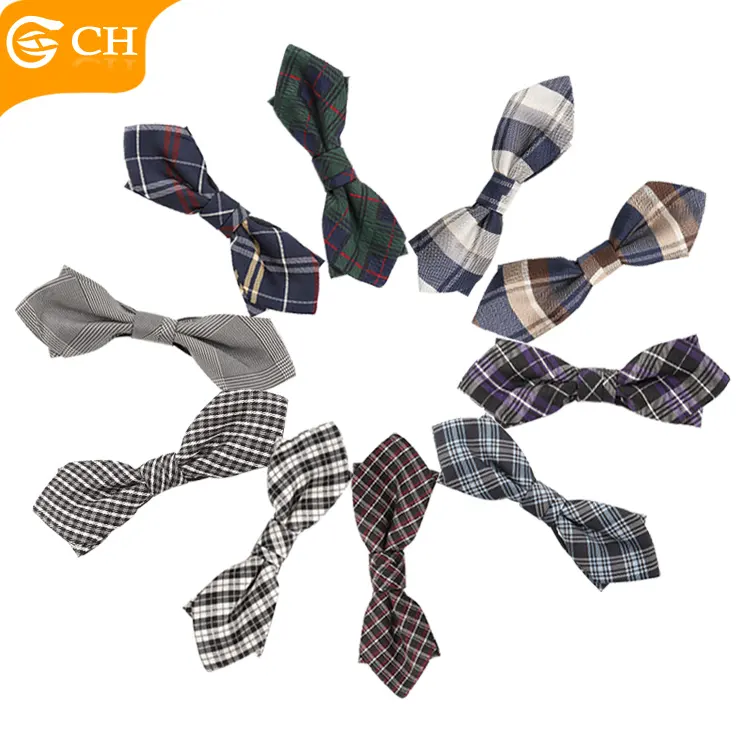 Ready To Ship Good Quality Silk Bowties White Black Plaid Strap Adjustable Bow Ties Wholesale Plaid Mens 100% Silk Bow Ties