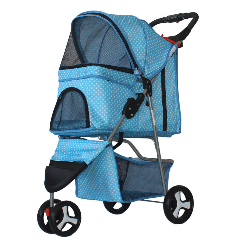 Durable Foldable Three Wheels Pet Trolley Stroller for Small Medium Dogs Cats Travel
