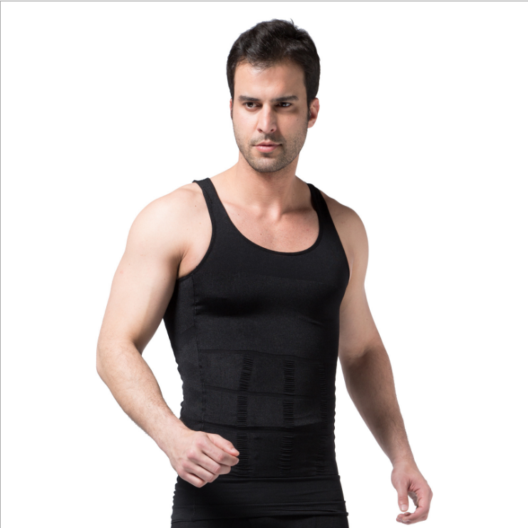 Men's Body Shaper Slimming Shirt Tummy Waist Vest Lose Weight Shirt, Men's Elastic Sculpting Vest Thermal Compression Base Layer