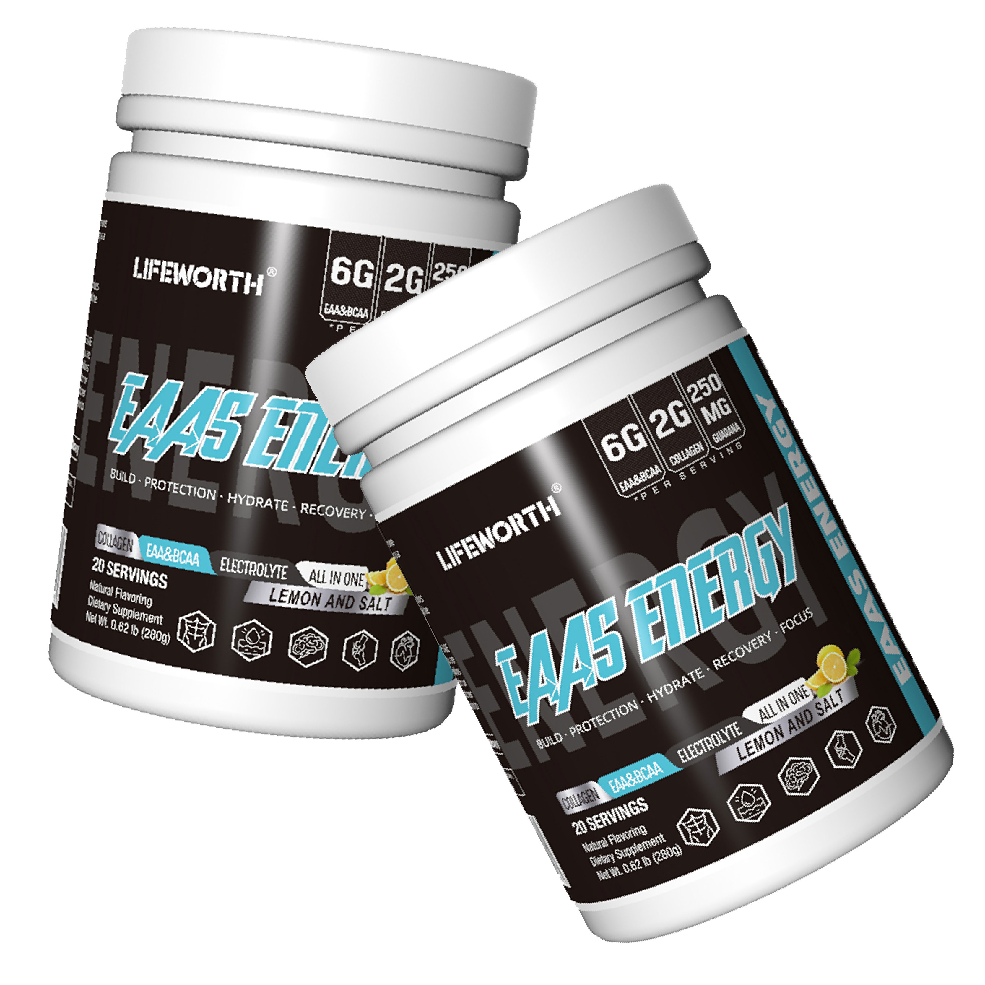 Lifeworth Lemon and Salt Flavor EAA BCAA Essential Aamino Acids Electrolyte Hydration Powder