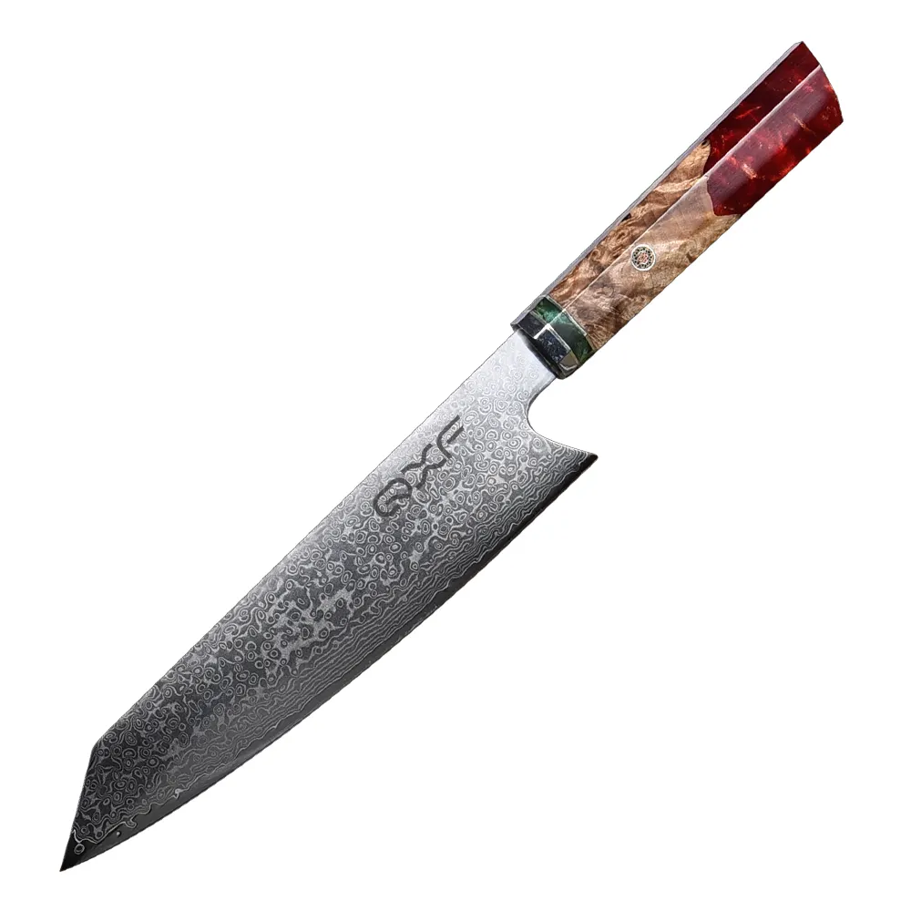 High End Gift Item Professional 8 Inch Damascus Steel Resin Handle Kiritsuke Chef Knife with Gift Box