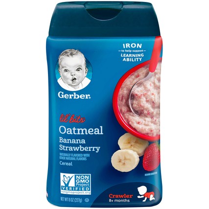 Gerber Lil' Bits овсянка банан Клубника Детские хлопья, 8 унций.