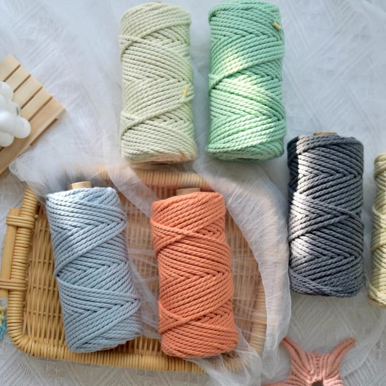 Ropemate various color 4mm 3 strands cotton rope 55 meters premium macrame cord for handmade project