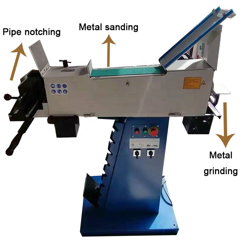 MH100 42.4mm roller grinder cutting polishing sanding belt sander tube notcher machine for metal