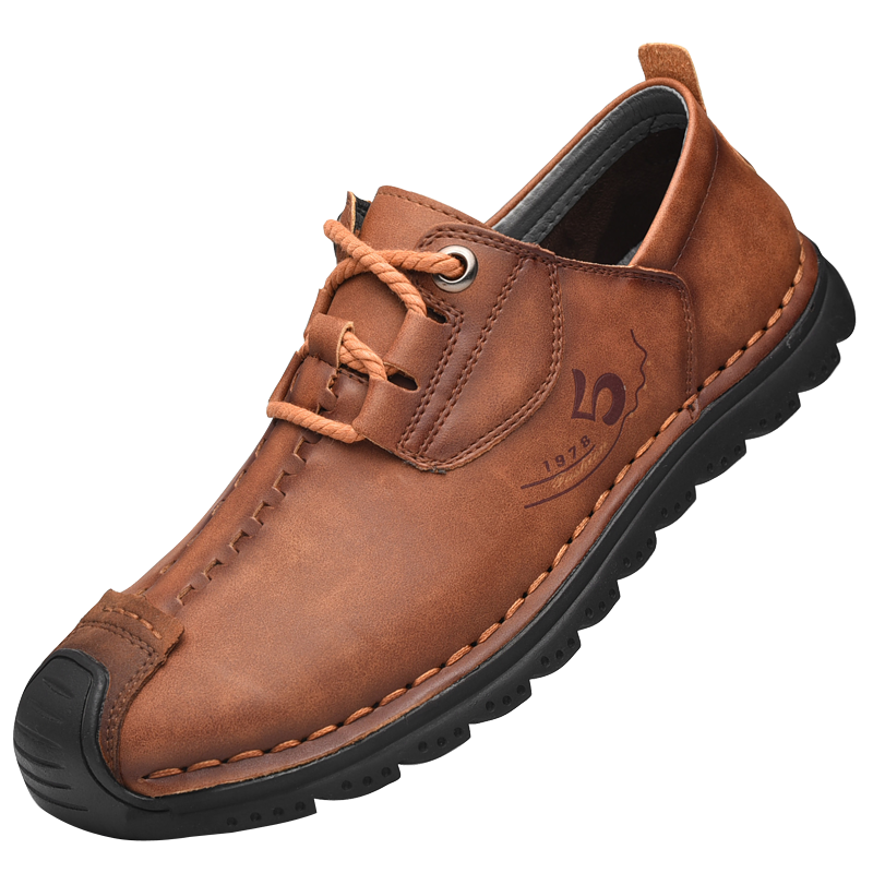 FG cow leather big size mature flat genuine leather shoes for men