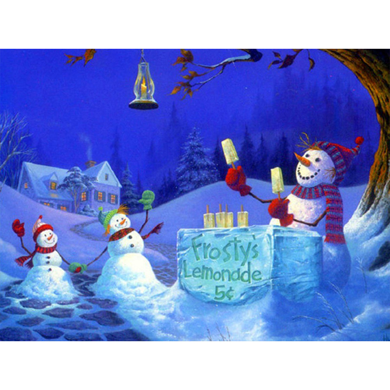 HUACAN Diamond Painting with Square Resin Stones Snowman Winter Diamond Embroidery Mosaic Birthday Gift