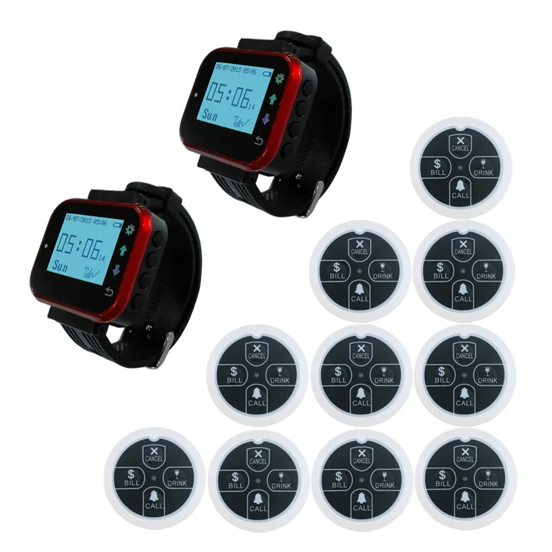 Top Selling Restaurant Waiter Wrist Watch Pager Buzzer System With Four-function Button