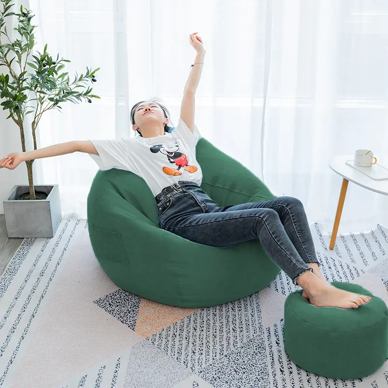 Inflatable foam bean bag sofa comfortable memory foam bean bag lazy sofa living room recliner chair with tiny stirrups